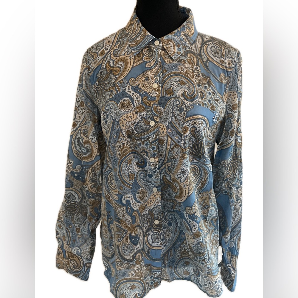 Tommy  Hilfiger Blue and brown Paisley, cotton button-down shirt